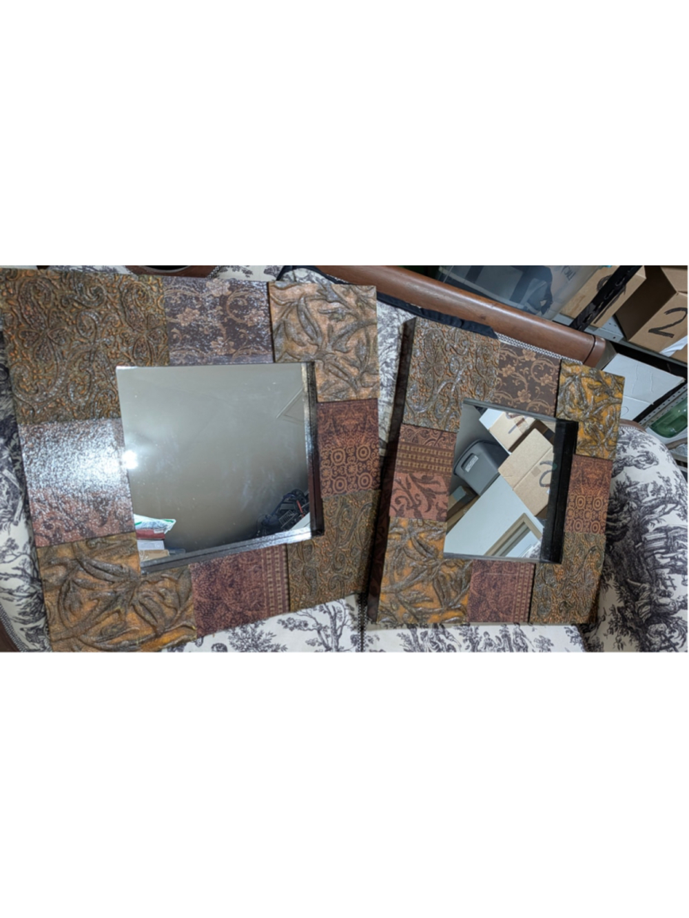 Decorative Wall Mirrors Set, One Size, Brown and Gold
